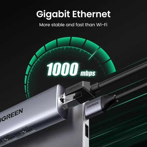 Ugreen-adaptador Ethernet Usb 3,0 -5 En 1- A Rj45 Hub 3,0